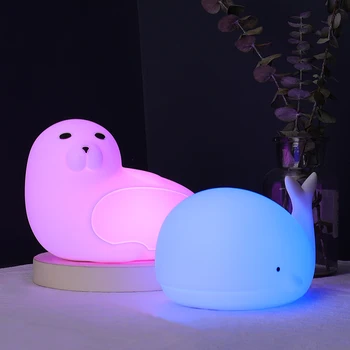 Kawaii Nočné Svetlo USB Nabíjanie Silikónové Nočné Osvetlenie, Dotykový Snímač Načasovanie Spálňa Nočná Lampa Izba Dekor pre Deti Baby Deti