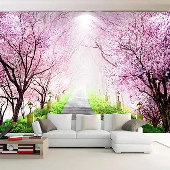 Prispôsobený 3d tapeta romantický cherry lesa obývacia izba gauč TV rodiny umenie pozadí steny hodváb nepremokavého materiálu