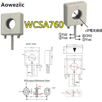 5 ks WCSA760 0~60A nastaviteľné snímanie prúdu prepínač Vstavané 9.0 mm aktuálny kanál, rozlíšenie ±0,25 A Zapínanie telesa