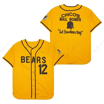 BG baseball jersey Bad News bears 12 dresy Outdoorové športové oblečenie, šitie, Vyšívanie žltá Hip-hop, Street kultúry