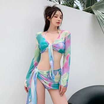 Tankini 2022 Oblečenie Žien Plavky Vaňa Plavky, Plavky Sexi Ženské Nové Kórea Iny Bikini Korenie Pláži Tlač Polyester Dvoch