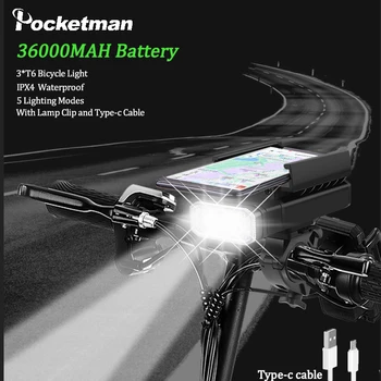 Super Jasné LED Svetlo na Bicykel USB Nabíjateľné 5 Režimov Nastaviteľné Požičovňa Vedúci Svetlo Nepremokavé Cyklistické Vedúci Svetlo s Držiaka Telefónu