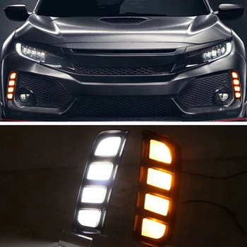 Auto Modifikácie LED Predné Hmlové Svetlo Streamer Zase Signál, Žltej A Bielej Farby, Vhodné Na Honda Civic 2017-2021