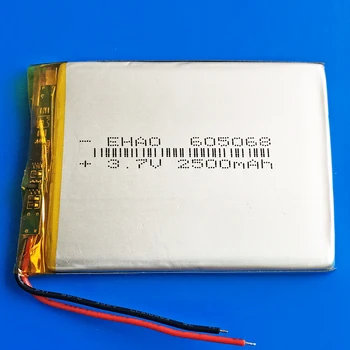 3,7 V 2500mAh polymer lithium Li-po nabíjateľná batéria 605068 pre GPS, DVD PAD power banky, e-book, kamera, tablet PC prenosný reproduktor