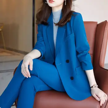 Kórejský úrad dvoch kus vyhovovali sukne vyhovovali jeseň a v zime elegantný dlhý rukáv voľné nohavice, bunda kus dvoch žien vyhovovali fialová