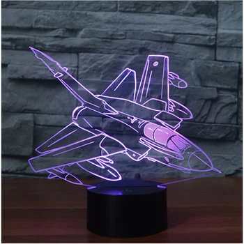 3D LED Nočné Svetlo Raketové Lietadlo s 7 Farieb Svetla, pre Domáce Dekorácie, Lampy Úžasné Vizualizácie Optické Ilúzie Úžasné
