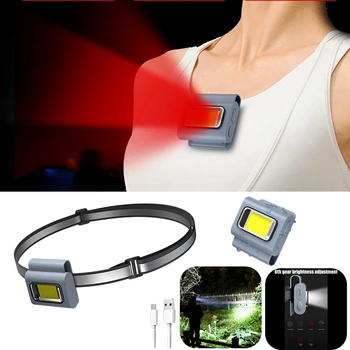 USB Nabíjateľné COB LED Vedúci svetlo Multifunkčný Oblečenie Klip Lampa 6 Výstroj Život Vodotesný pre pešiu Turistiku, Jogging, Chôdza a Cyklistika