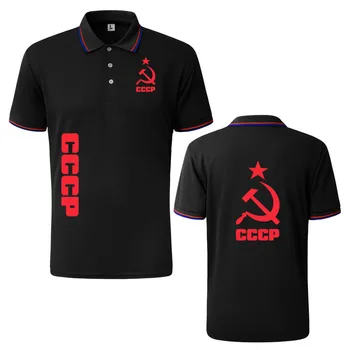 Letné pánske bavlnené polo tričko značky business mužov cccp logo tlače pánske krátke rukávy Módne ležérne pánske golfové tričko top