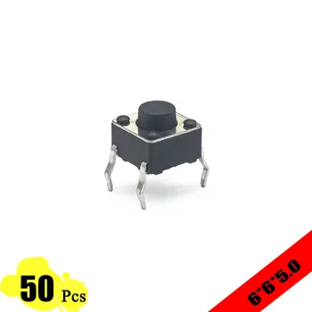 50pcs/veľa 6*6*5.0 mm Interruptor 4 PIN Hmatové Takt prepínač 12V Push Button Micro Prepínač DIP Priame Plug-in Self-Reset Top
