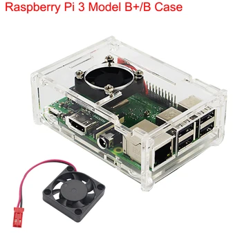 Akryl Prípade pre Raspberry Pi 3 Model B+/Raspberry Pi 3 Transparentné Okno Kryt Plášťa s Chladiaci Ventilátor pre Raspberry Pi