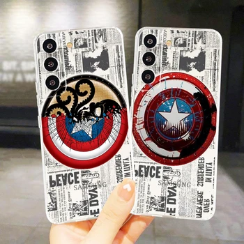 Priehľadný Kryt Marvel Avengers Superheroe Telefón puzdro Pre Samsung S22 S21 S20 FE Ultra Pro Lite S10 S10E S9 S8 S7 Plus 5G