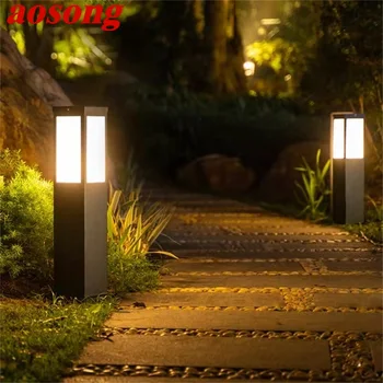 AOSONG Čierne Vonkajšie Trávnik Lampa Moderného LED Svetlo, Vodeodolné IP65 pre Domáce Villa Cesta Záhrada
