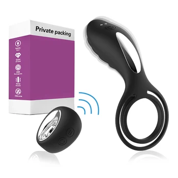 Silikónový Vibrátor Sex Krúžok Hračky USB Nabíjateľné Diaľkové Ovládanie Muž Análny Plug Kohút Klitorisu Prostaty Masér pre Ženy CJ