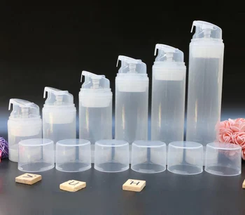 120ML biela alebo transparentná plast airless fľaša s bielym alebo priehľadné čerpadla, priehľadné veko pre kozmetické balenia výrobku