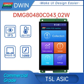 DWIN T5L 4.3 Palcový HMI TFT Displej, IPS 800X480 Arduino STM32 ESP32 LCD Modul CTP/RTP TTL UART Port Hot Predaj DMG80480C043_02W
