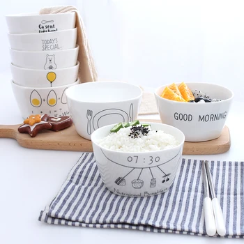 Nordic list misy čas kreatívne riad keramické raňajky misku 4.7 palcový domácnosti námestie misku ryže misy rezance misky, misy
