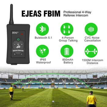 EJEAS 1/2/3/4PCS FBIM Štyroch smeroch Bluetooth Rozhodca Komunikačný Headset 1,2 Km Nepremokavé palubného telefónu pre Futbalových Trénerov