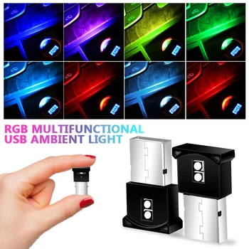 RGB Mini USB LED Auto Light Auto Interiéru Atmosféru Svetlo Dekoračné Svietidlo Núdzové Osvetlenie Auto Farebné Svetlo Auto Príslušenstvo