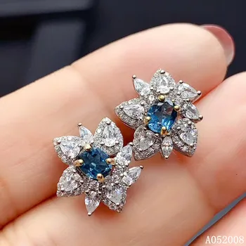 KJJEAXCMY jemné šperky 925 sterling silver vykladané prírodné blue topaz ušné štuple trendy dámske náušnice podporu testovania