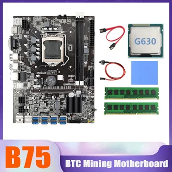 B75 BTC Baník Doske 8XUSB+G630 CPU+2XDDR3 4G 1333Mhz RAM+SATA Kábel+Switch Kábel+Tepelná Pad B75 USB základnej Dosky