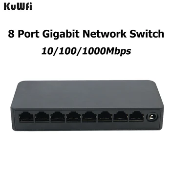 KuWFi 8 Port 1000Mbps Gigabitový Sieťový Switch RJ45 Lan Hub Internet Splitter Prepínač 100Mbps Fast Ethernet Inteligentný Prepínač Prepínač