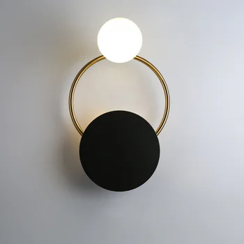 Postmoderných minimalistický čiernu guľu LED nástenné svietidlo spálňa stenu, nočné osvetlenie chodby zariadenia uličkou štúdia lampa balkón svetlá