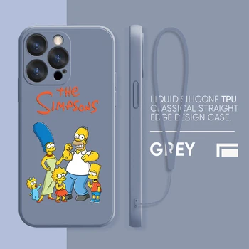 Simpson Legrační Karikatúra puzdro Pre Apple iPhone 14 13 12 11 Pro Max Plus Mini XS Max X XR 7 8 Kvapaliny Lano Kryt Telefónu Core Coque