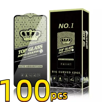 100ks Veľké Zakrivené Tvrdeného Skla 9H Screen Protector, Anti-Statické Film Pre iPhone 14 Pro Max 13 Mini 12 11 XS XR X 8 7 6 Plus SE