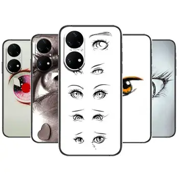 krásne oči Telefón puzdro Na Huawei p50 p30 P40 P20 10 9 8 Lite E Pro Plus Black Etui Coque Maľovanie Hoesjes komické fas