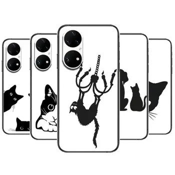 Shadow Art Mačky a Psy Telefón puzdro Na Huawei p50 p30 P40 P20 10 9 8 Lite E Pro Plus Black Etui Coque Maľovanie Hoesjes komické