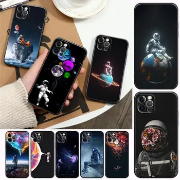 Hej Astronaut hviezdne nebo Telefón puzdro Pre Apple iPhone14 13 12 11 Pro Max Mini 8 7 SE XR XS Plus 5G Čierny Kryt Fundas Coque Shell
