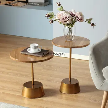 Vlastné dub rohu masívneho dreva gauč okraji pár doplnky železa umenie Nordic moderný jednoduchý mini malé okrúhle stoly zmes nábytok