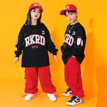 2022 Nový Hip Hop Tanečné Kostýmy Pre Deti Voľné Košele Cargo Nohavice Street Dance Nosenie Sála Hip Hop Dance Rave Oblečenie DN13929