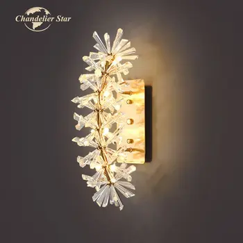 Nordic LED Nástenné Svietidlá Luxusné Kovové Crystal Kvety Stenu Sconce Lesk, Spálne, Obývacej Izby, Chodby, Vnútorné Osvetlenie Zariadenie