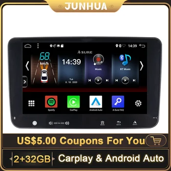 JUNHUA 2 Din Auto Android 10 Rádio CarPlay WIFI, BT, GPS Navigácia Pre Volkswagen VW Golf 5 6 Polo T5 Passat b6 Tiguan ŠKODA