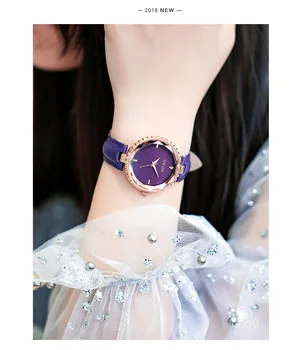 Nové GUOU 6014 Vysoká Kvalita Teplej Predaj Ženy Crystal Hodinky, Luxusné Značky Darček Drahokamu Sledovať pravej Kože náramkové hodinky