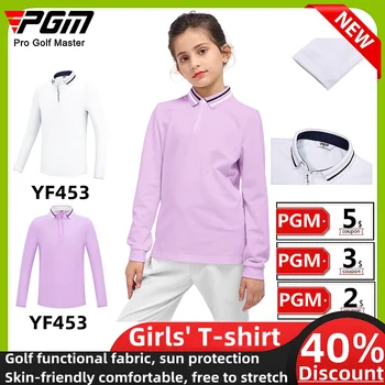 PGM Golf Dievčatá Dlhým Rukávom T-Shirt Jeseň A v Zime Teplé detské Oblečenie T-Shirt Vysoko Elastické, Mäkké Pohodlné Športové Top