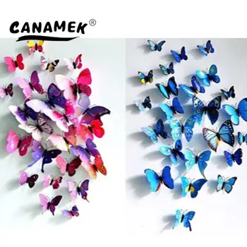 12Pcs 3D Butterfly Stenu, Nálepky, Nálepky Nálepky Na Stenu Nový Rok Doma Dekorácie PVC Tapety Pre Obývacej Miestnosti Dekorácie