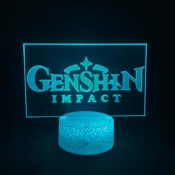 Hra Ikonu Genshin Vplyv 3D Nočného stolná Lampa Anime Pohode Deti Spálňa Decor Manga Roztomilý Kreslený Darček 16 Color Control