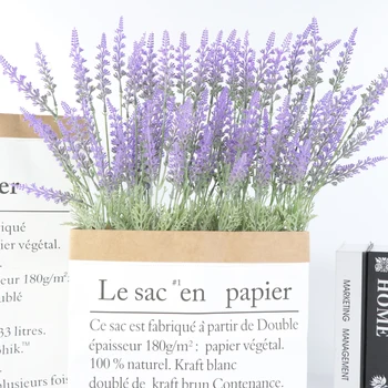 Umelé Romantický Provence Levanduľa Kvet Bush Plastové Hrnuli, Kvety, Obilie Rastliny Domov Shop Dekor