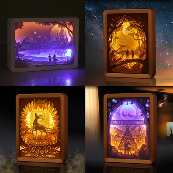 Kreatívne Valentína Darček 3D Svetlo, Tieň Papier Rezbárstvo Lampa Novinka Osvetlenie LED Nočné Lampy Dieťa Narodeniny Darček Spálňa Decor