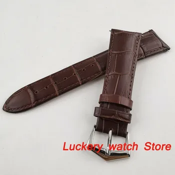 22 mm hnedý Kožený remienok z nerezovej ocele bucklefit pánske hodinky-BD10