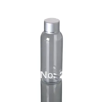120ML okrúhle rameno priehľadného plastu /PET fliaš alebo toaletné vody botter fľaše alebo kozmetické balenie s matt silver veko