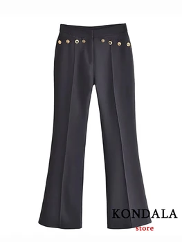 KONDALA Elegantné Pevné Čierne Tlačidlo Ženy Obličkového Nohavice Vintage Zip Bežné High Street Štíhly Vysoký Pás Módne 2022 Y2K Mujer Nohavice