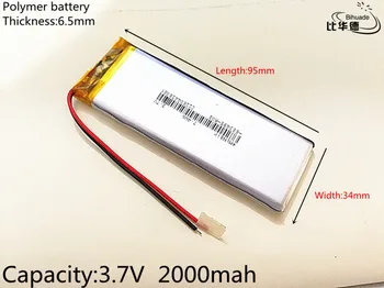 li-po 3,7 V,2000mAH,653495 PLIB; polymer lithium ion / Li-ion batéria pre GPS,mp3,mp4,mp5,dvd,model hračka mobile