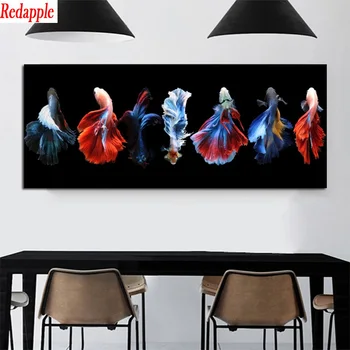 Diamond Maľovanie na Moderné umenie, farebné rybky Cross Stitch Diamond Mozaikový Obraz Výšivky crystal Korálkové Remeselné